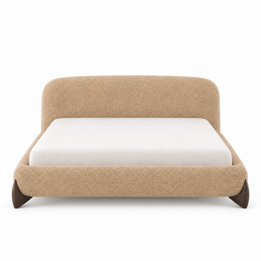 Avena Bouclé Bed - Curved Upholstered Platform Bed