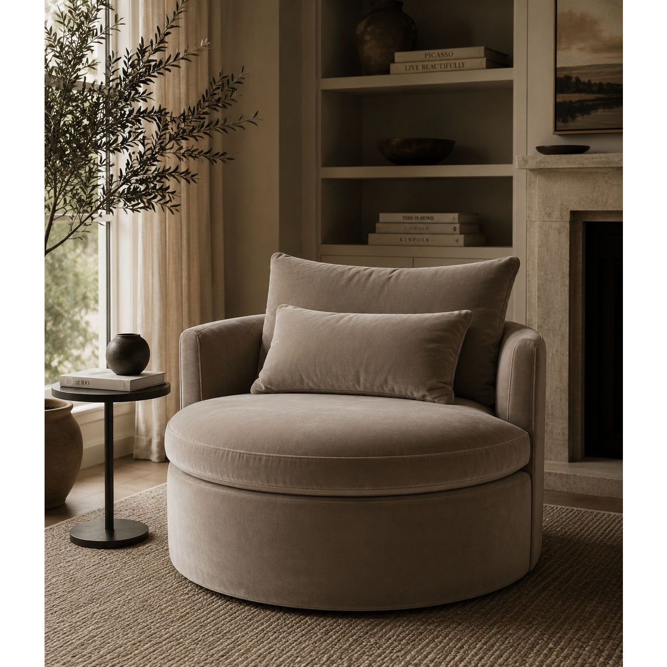 Orla Round Velvet Armchair