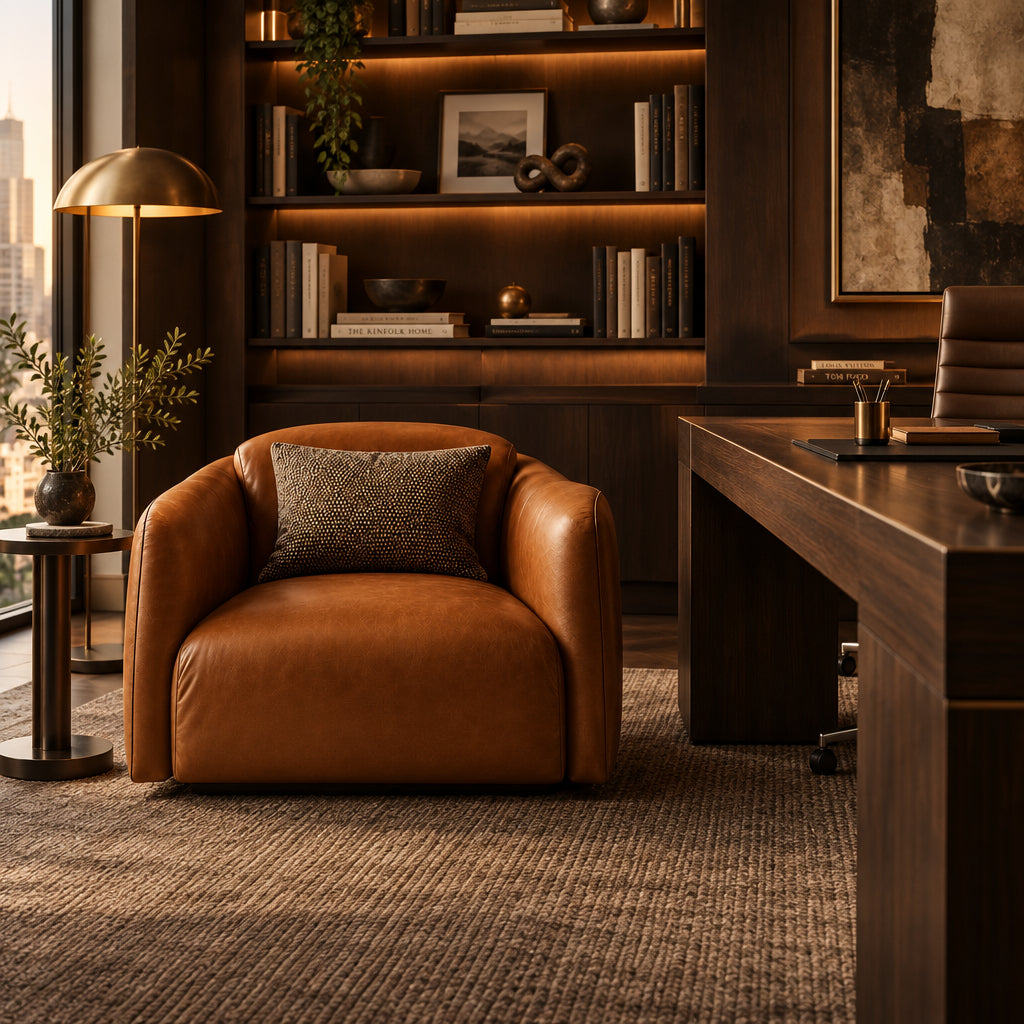 Marin Rounded Leather Arm Chair