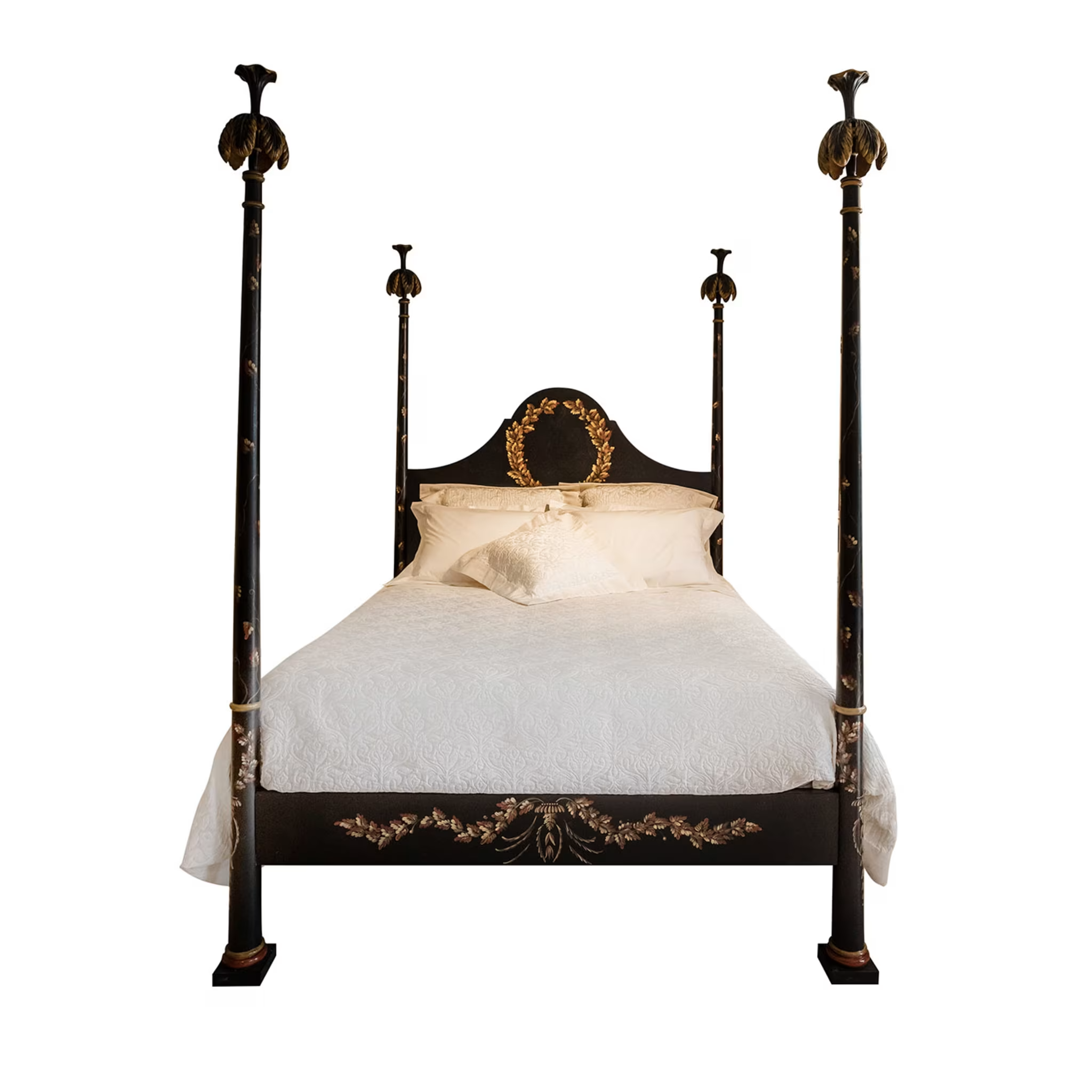 Aurel Bed - Black & Gold Four-Poster Bed