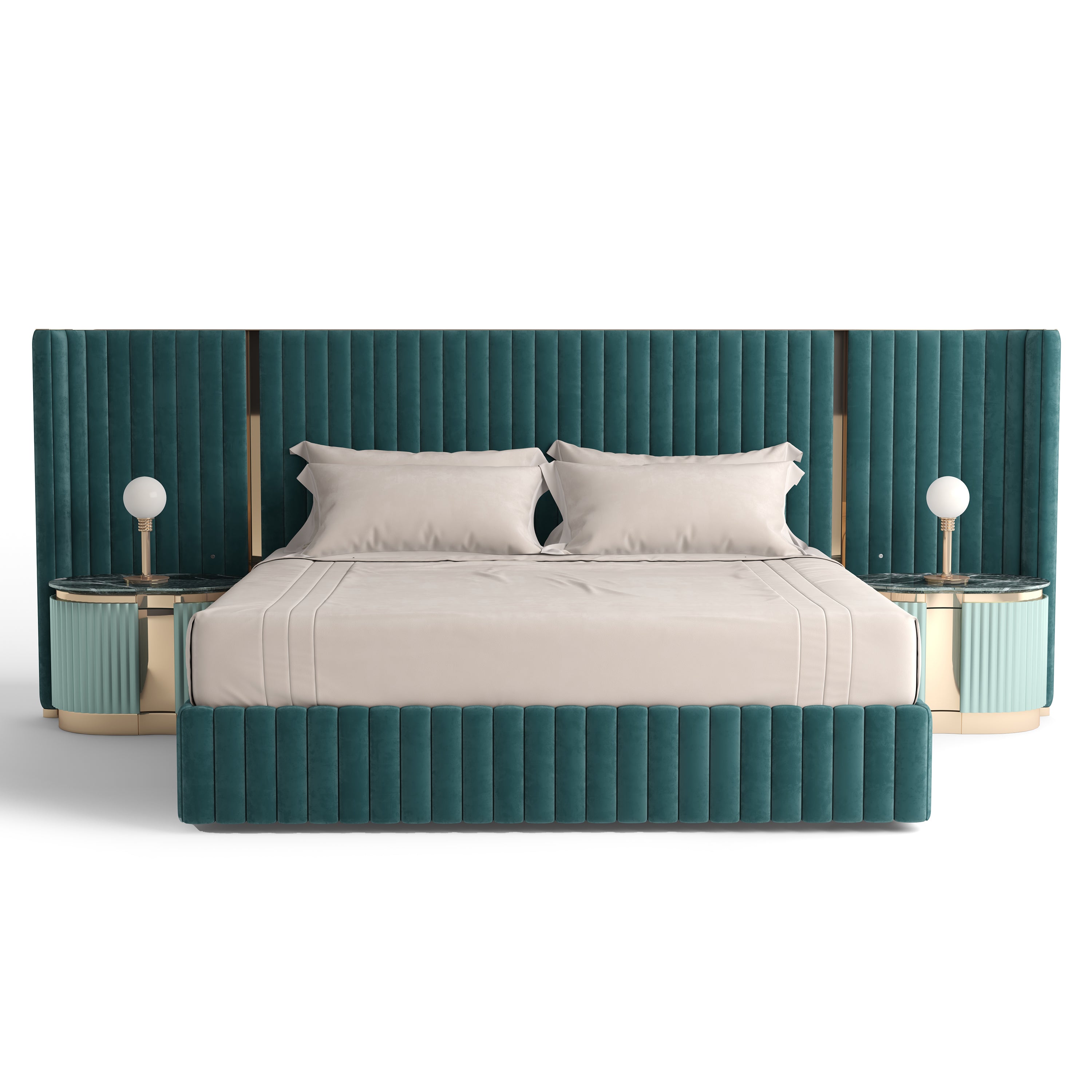 Neris Bed - Wide Channel Upholstered Bed
