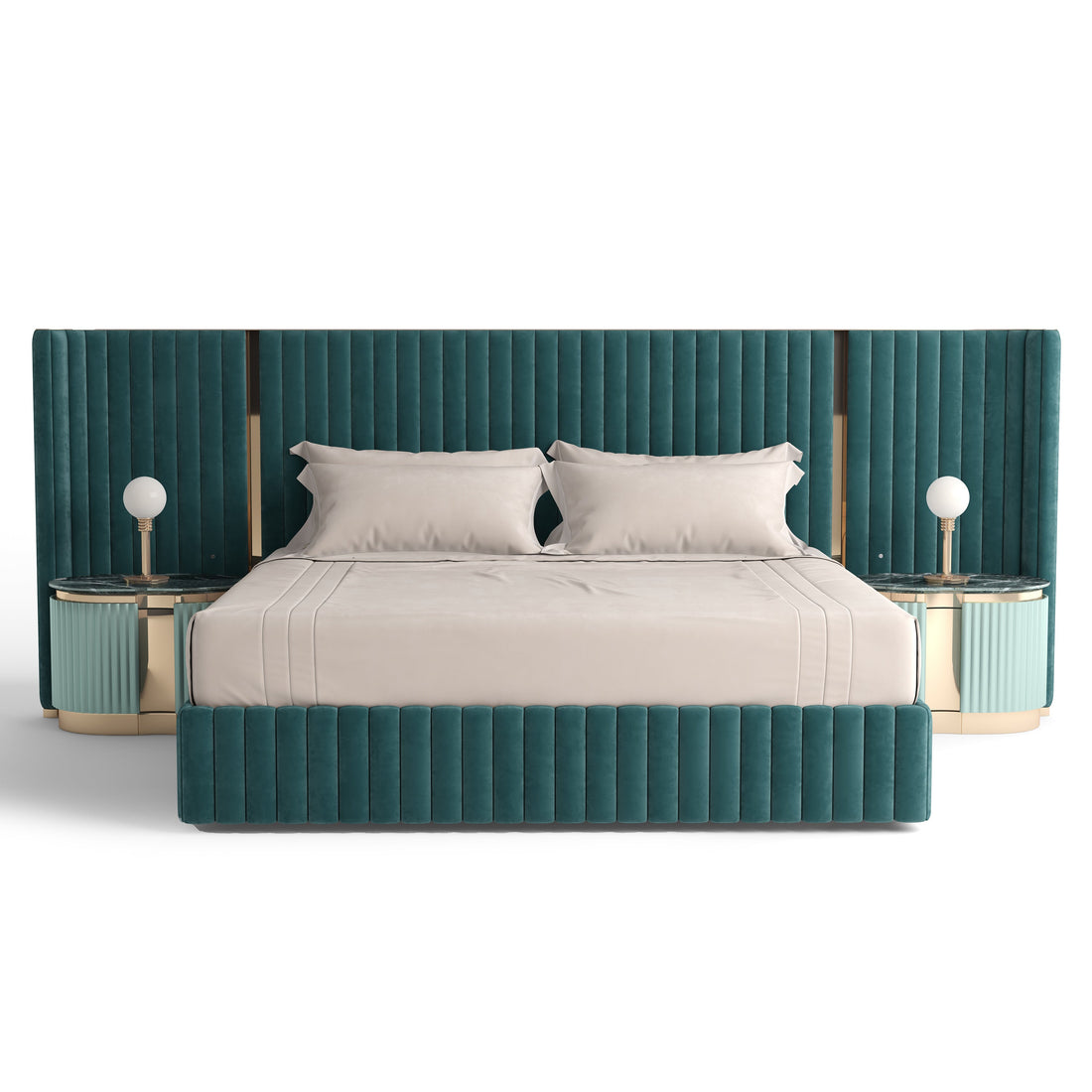 Neris Bed - Wide Channel Upholstered Bed