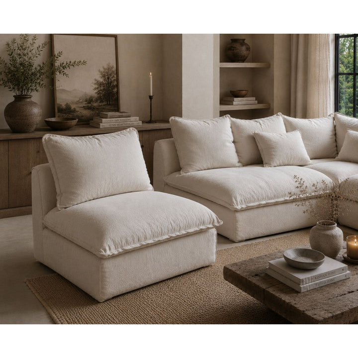 Selven Armless Bouclé Lounge Chair