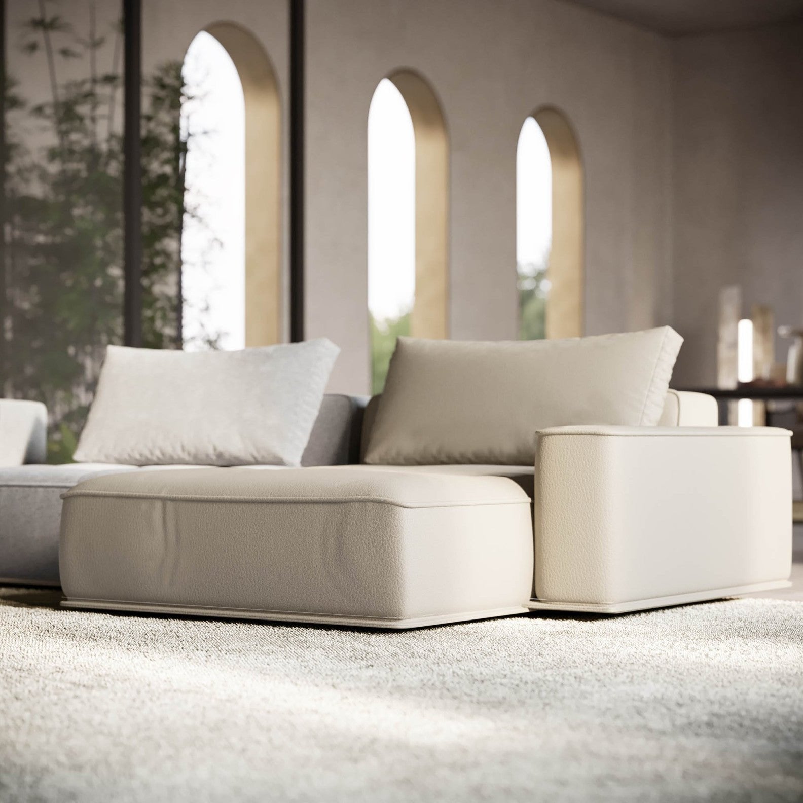 Avelis Linen Corner Sectional Sofa