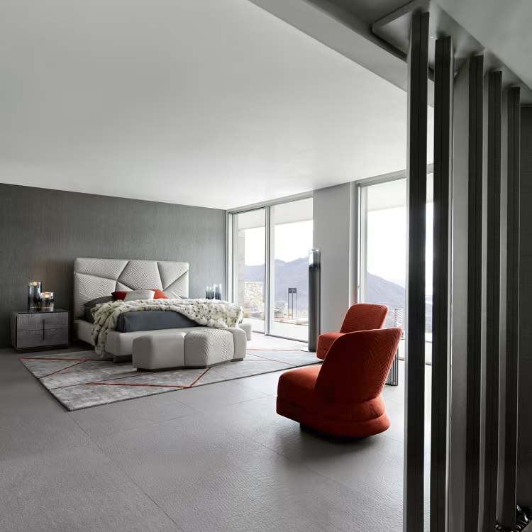 Virello Geometric Leather Bed