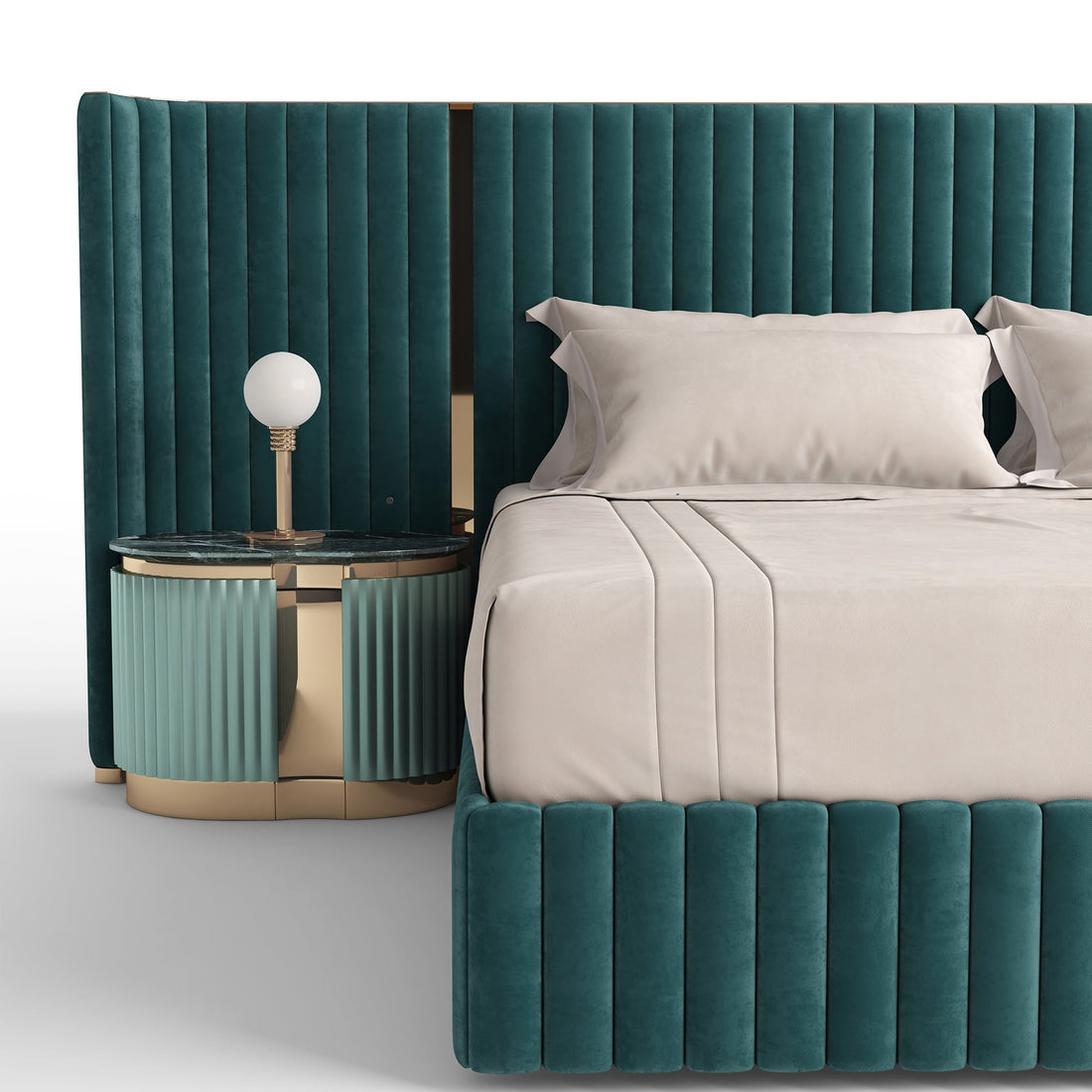 Neris Bed - Wide Channel Upholstered Bed