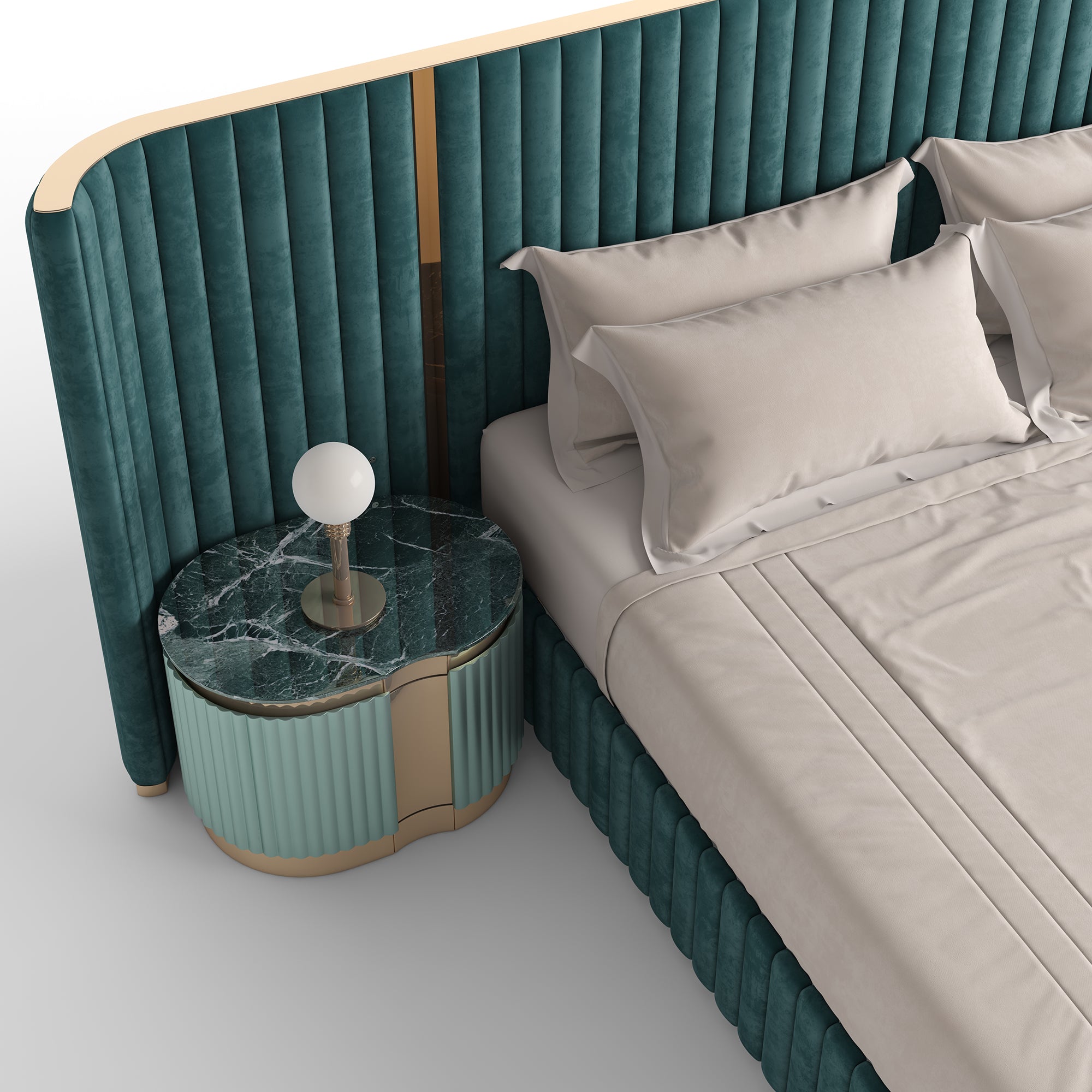 Neris Bed - Wide Channel Upholstered Bed