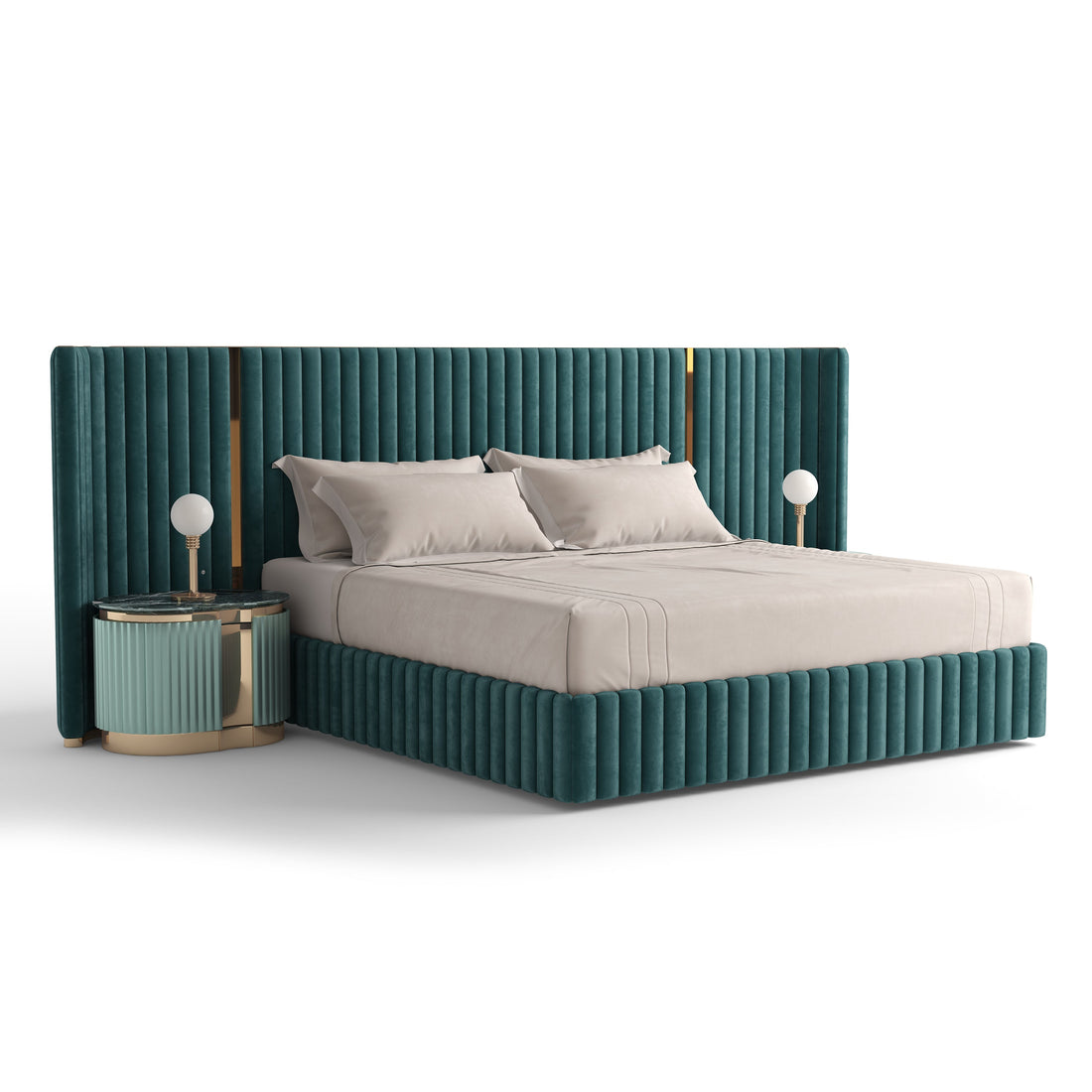 Neris Bed - Wide Channel Upholstered Bed