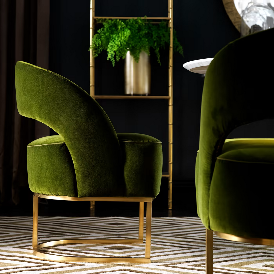 Olive Curved Dining Chair