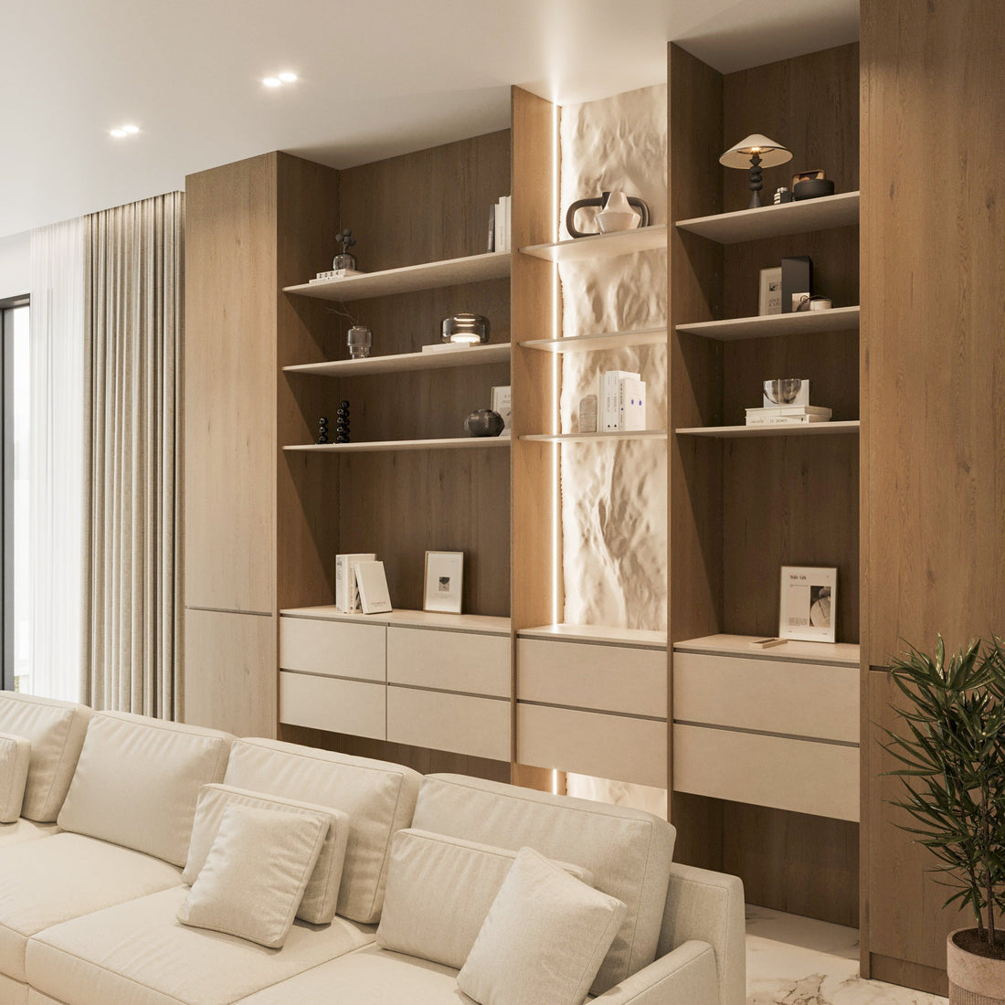 Auren Illuminated Stone Display Wall
