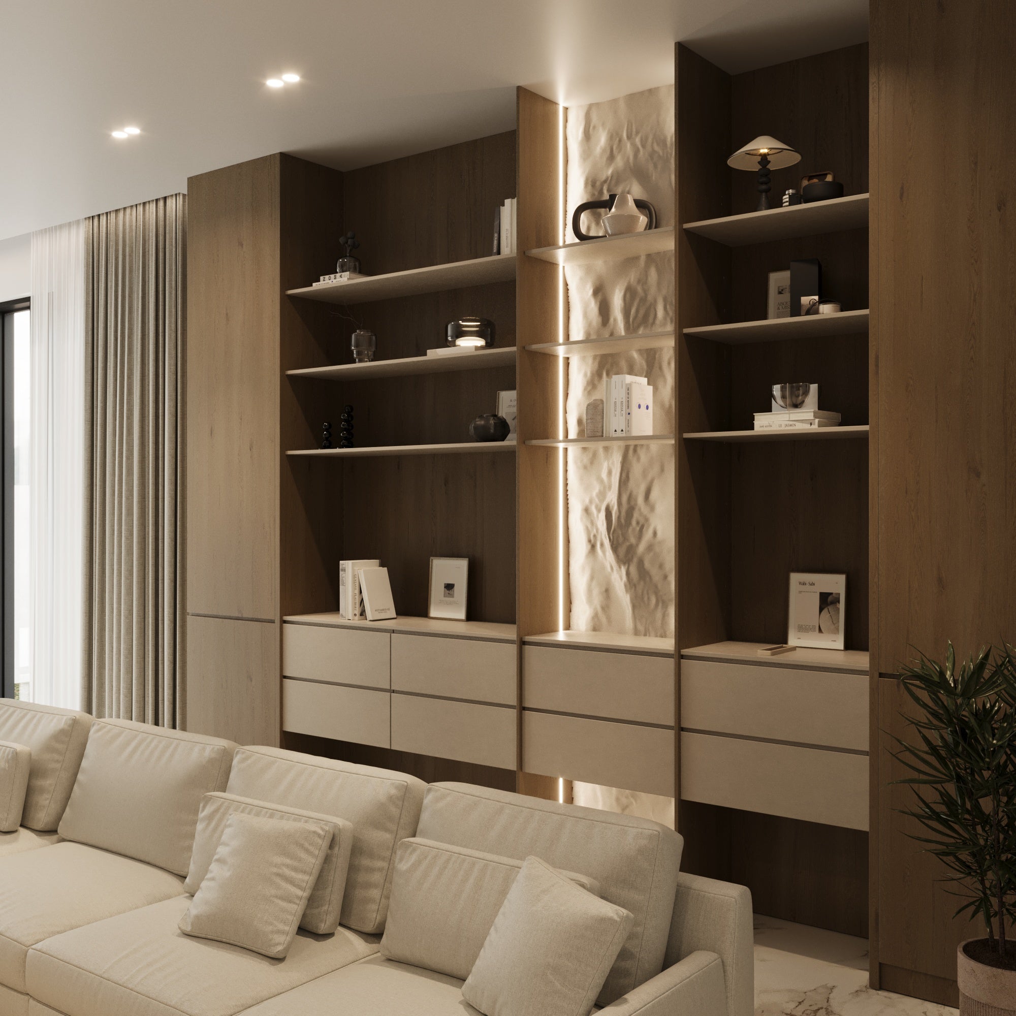 Auren Illuminated Stone Display Wall
