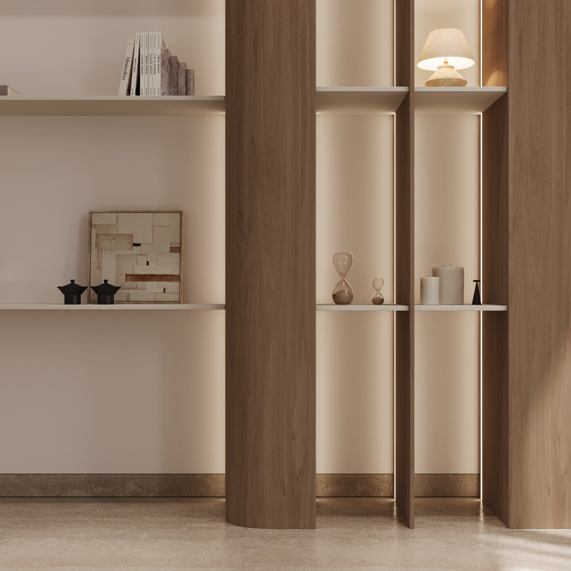 Elara Illuminated Shelving Wall