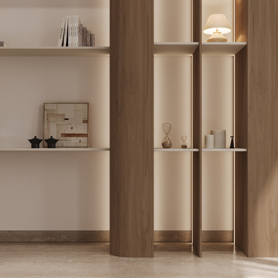 Elara Illuminated Shelving Wall