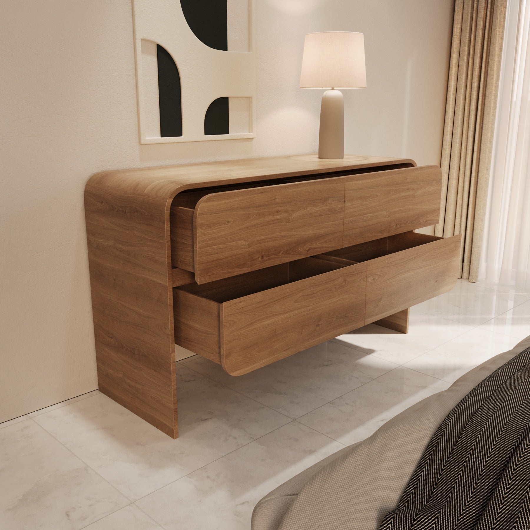 Arden Curved 4-Drawer Dresser