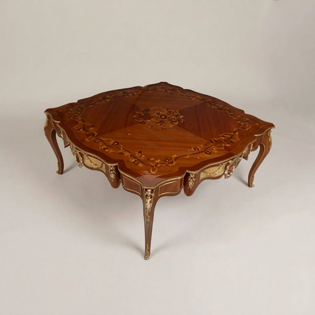 Orvienne Square Marquetry Coffee Table with Brass Details