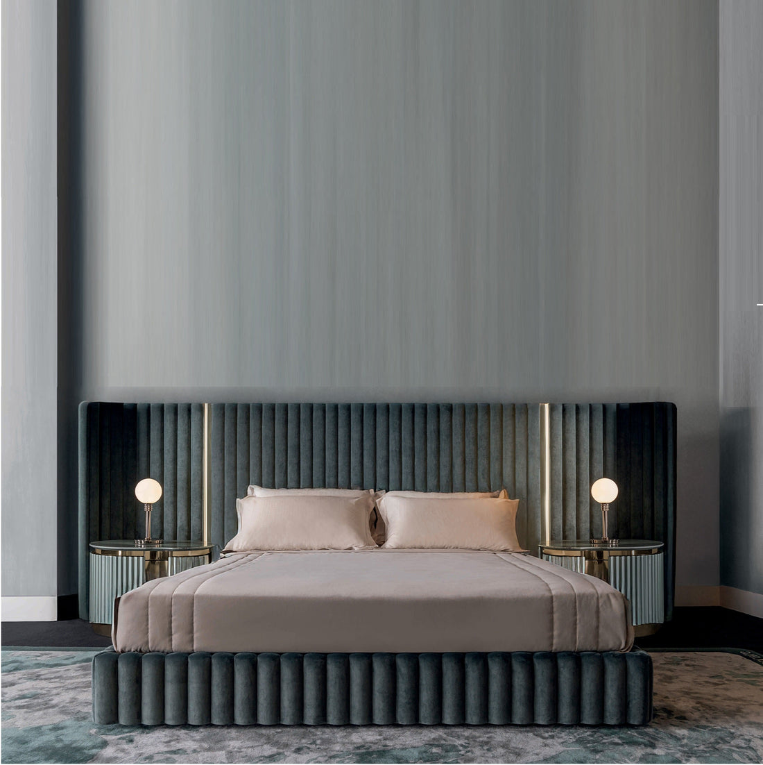 Neris Bed - Wide Channel Upholstered Bed