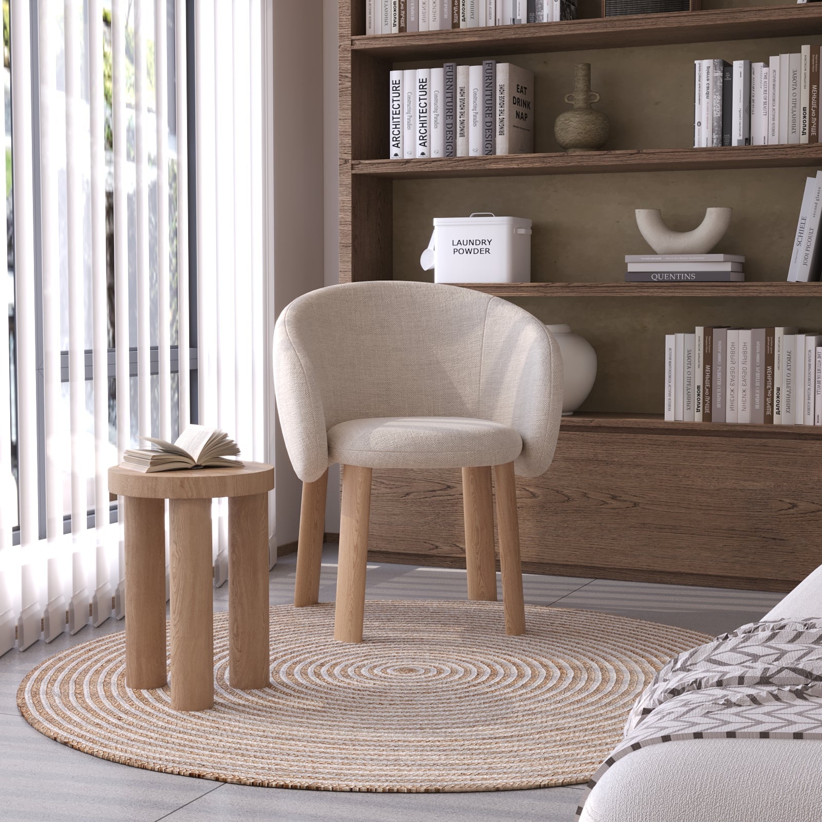 Oshun Armchair / Beige Cotton Blend