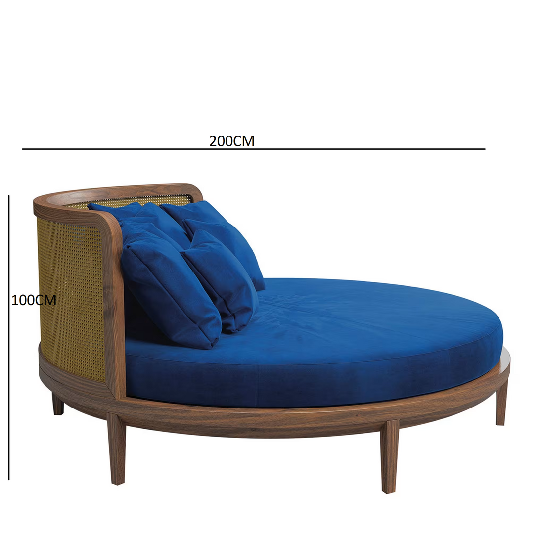 Orvello Round Wood Bed with Curved Headboard