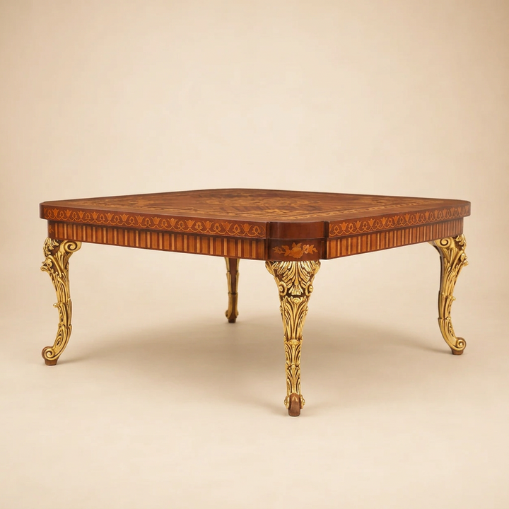 Ravelle – Brass Legs & Marquetry Coffee Table