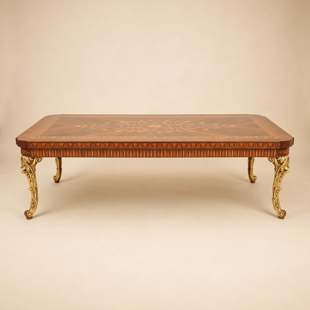 Ravelle – Brass Legs & Marquetry Coffee Table