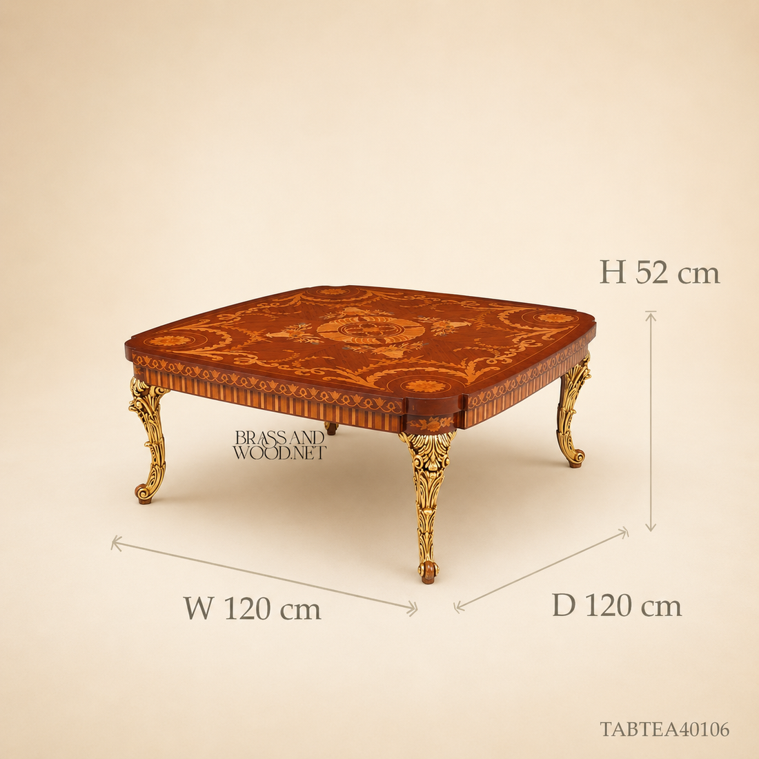 Ravelle – Brass Legs & Marquetry Coffee Table
