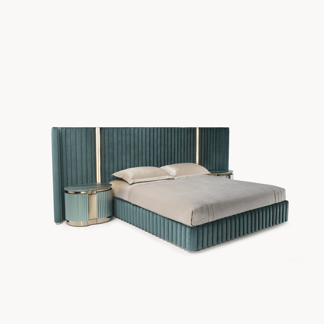 Neris Bed - Wide Channel Upholstered Bed