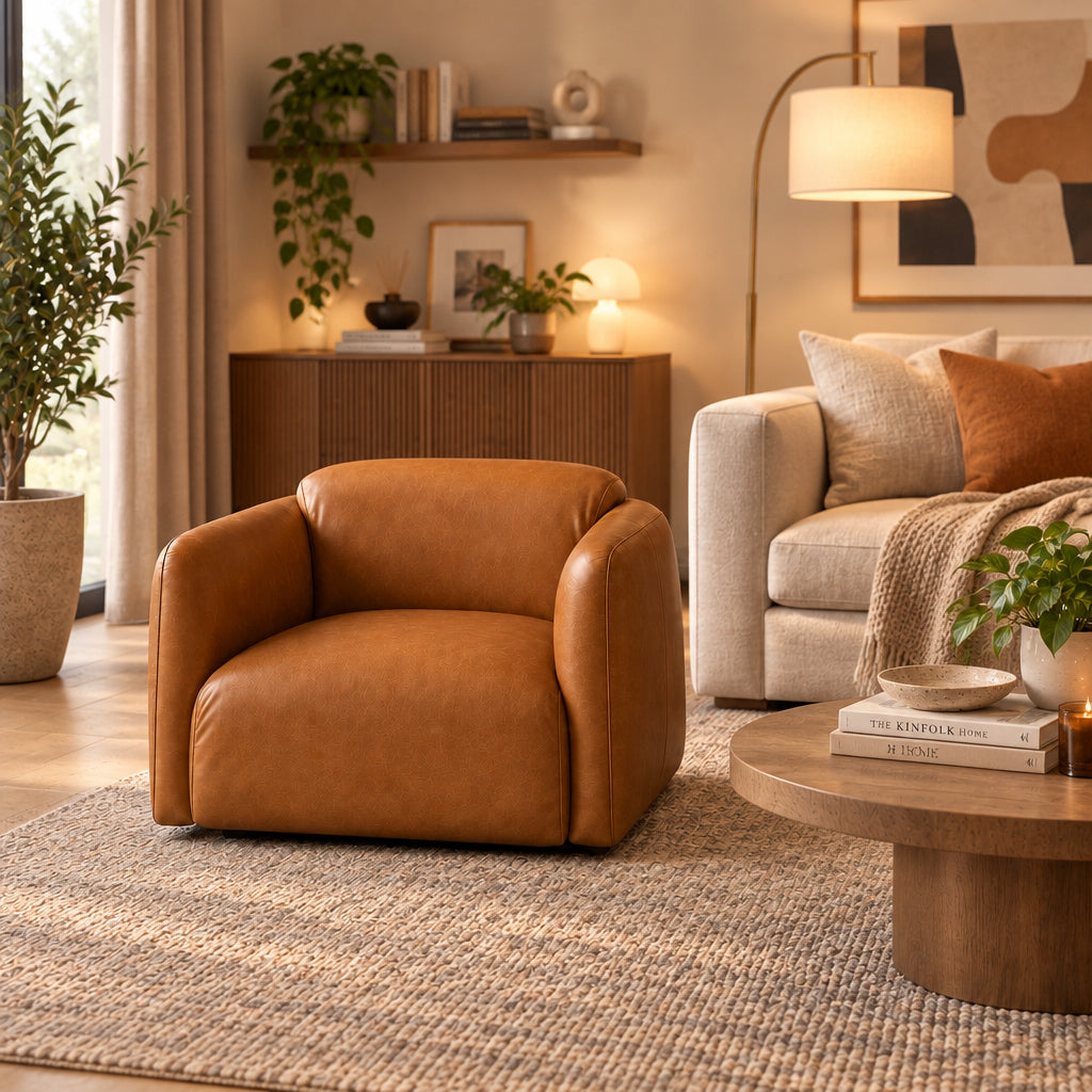Marin Rounded Leather Arm Chair