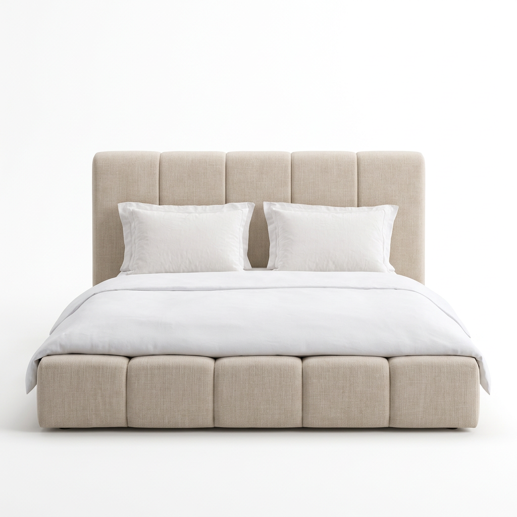 Alder bed, straight-on front view on a white background