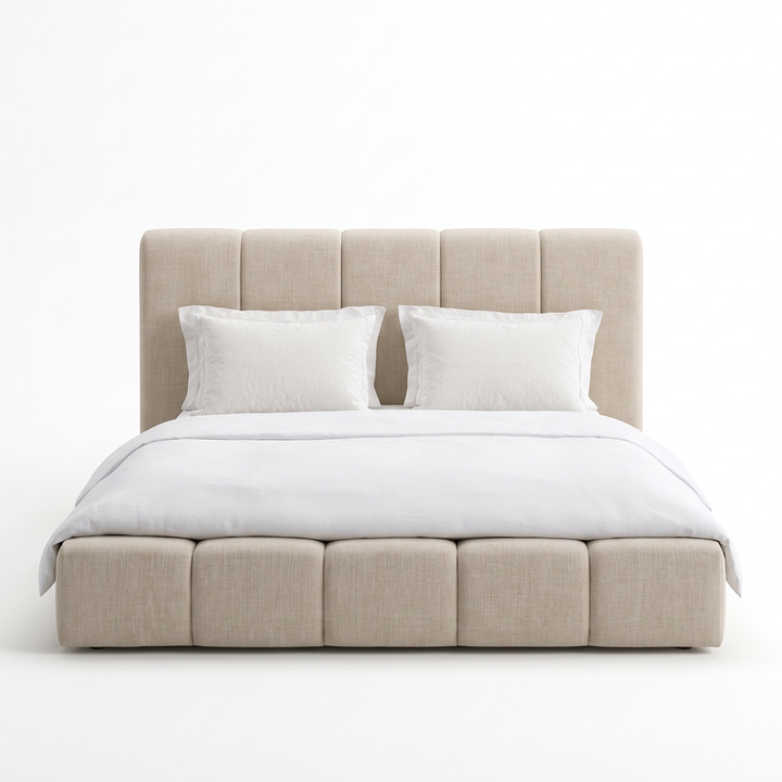 Alder bed, straight-on front view on a white background