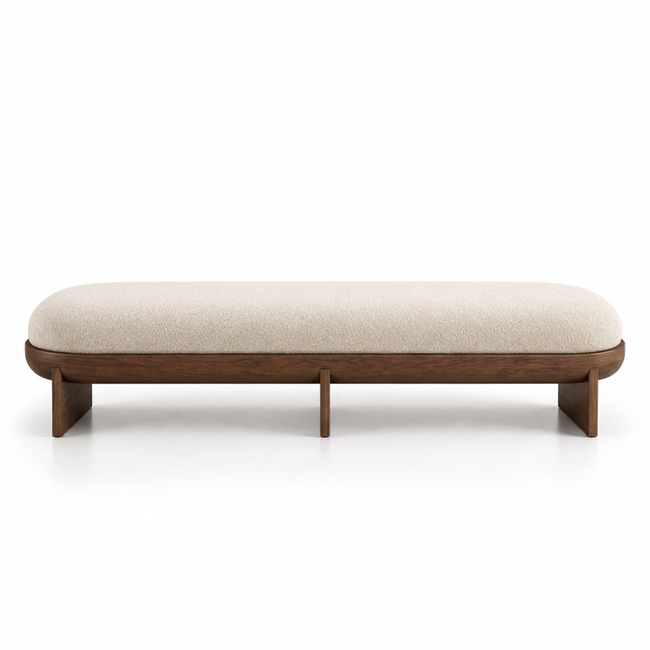Alma bench, straight-on front view on a white background