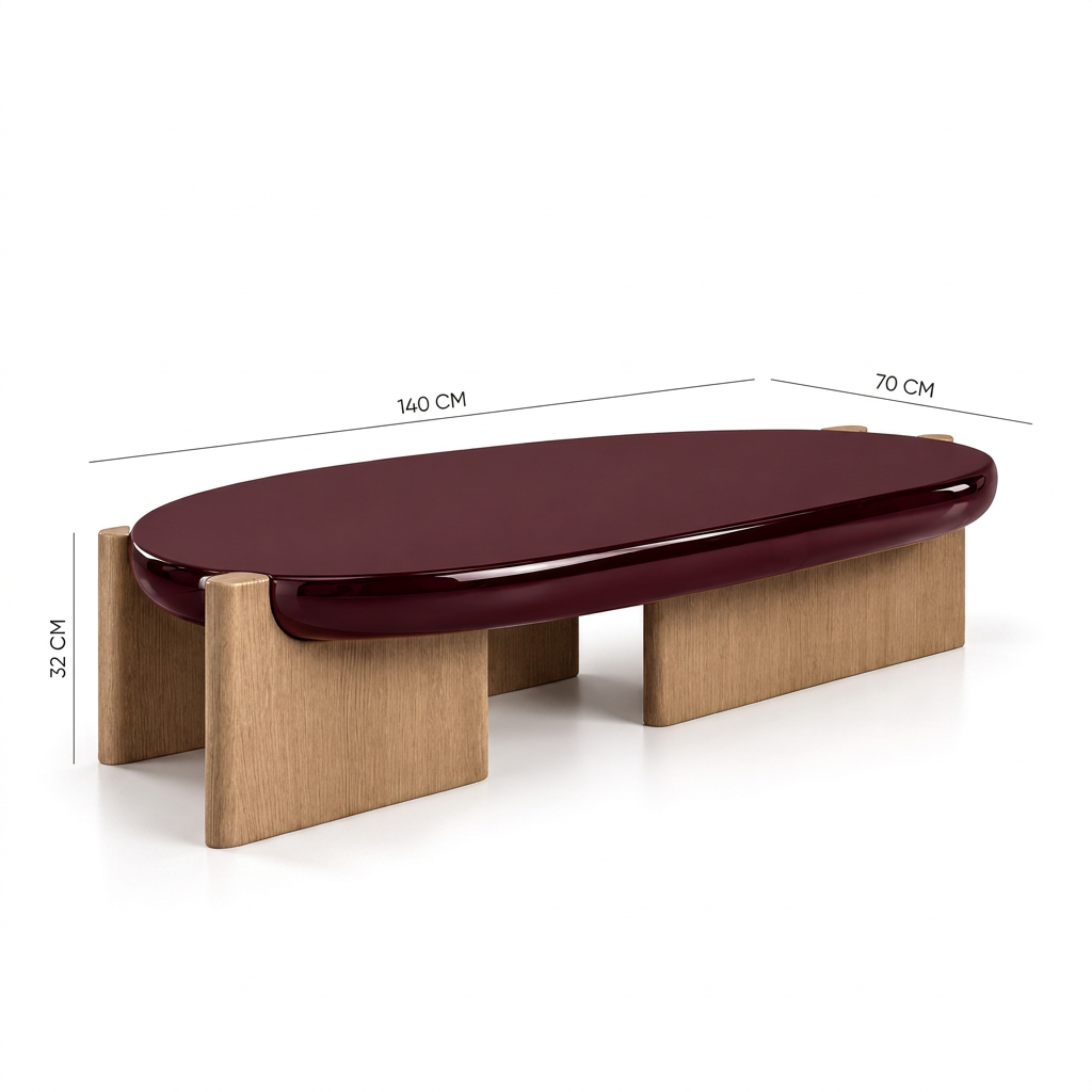 Alto oval coffee table, side-angle view on white