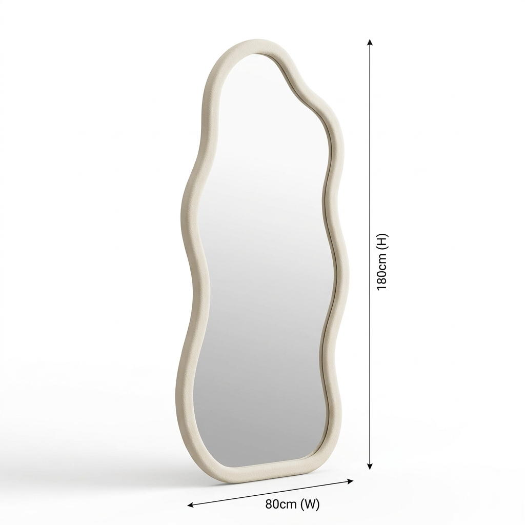 Aurelia mirror, slight side-angle draft on white
