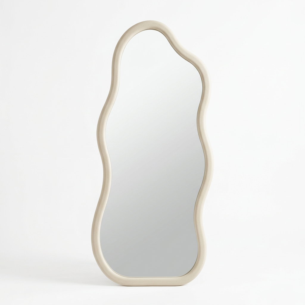 Aurelia organic full-length mirror, front view on white