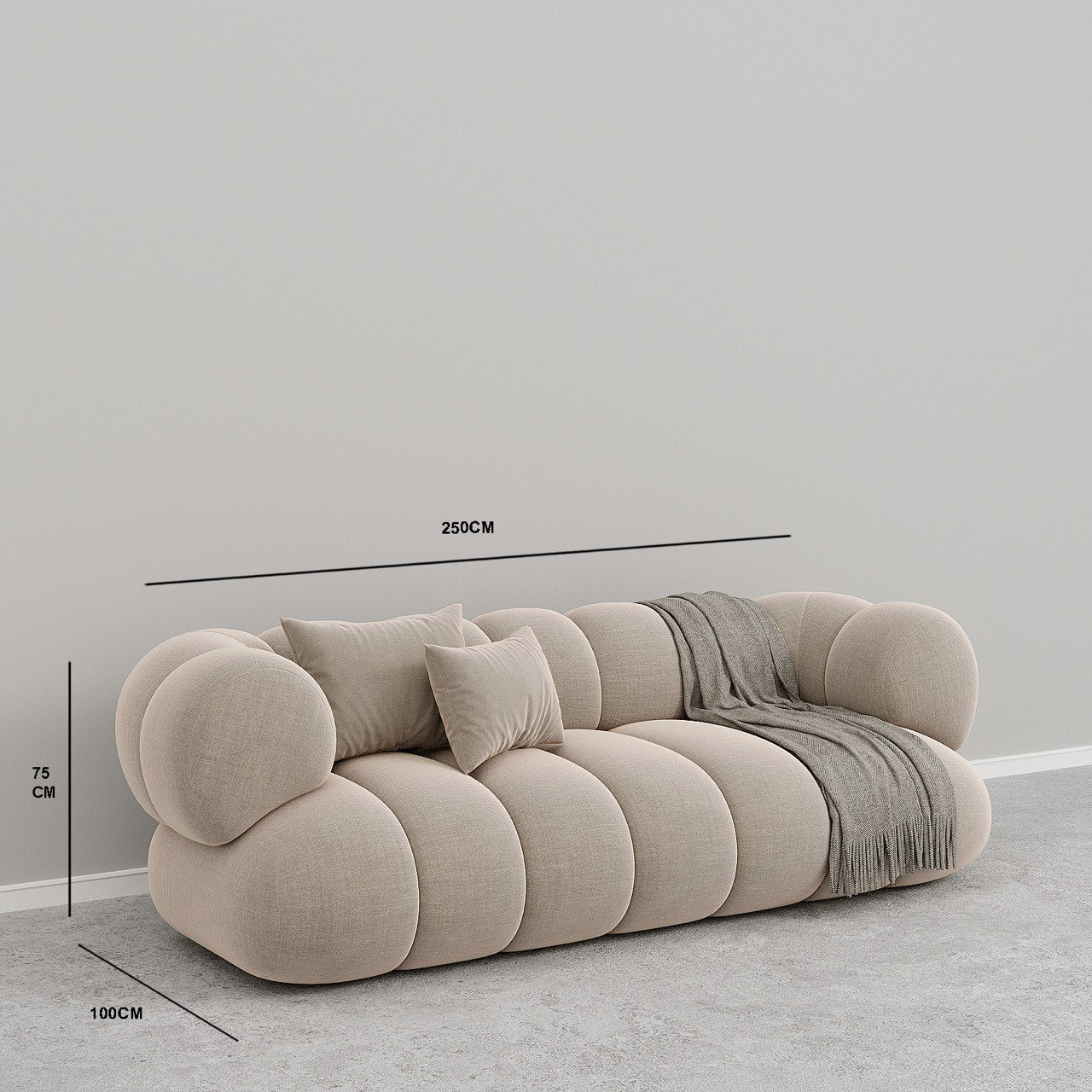 Ava Sofa 3S / Beige Premium Linen