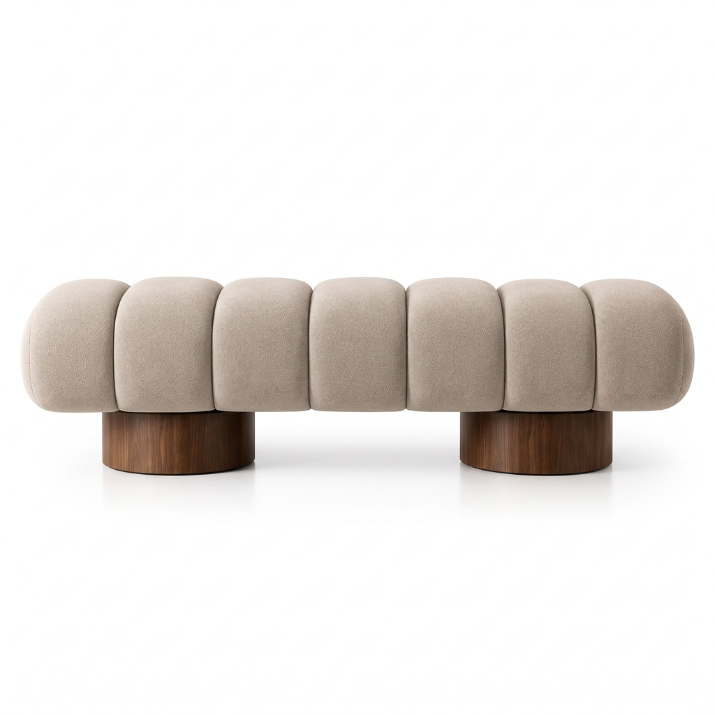 Bellini bench, straight-on front view on a white background