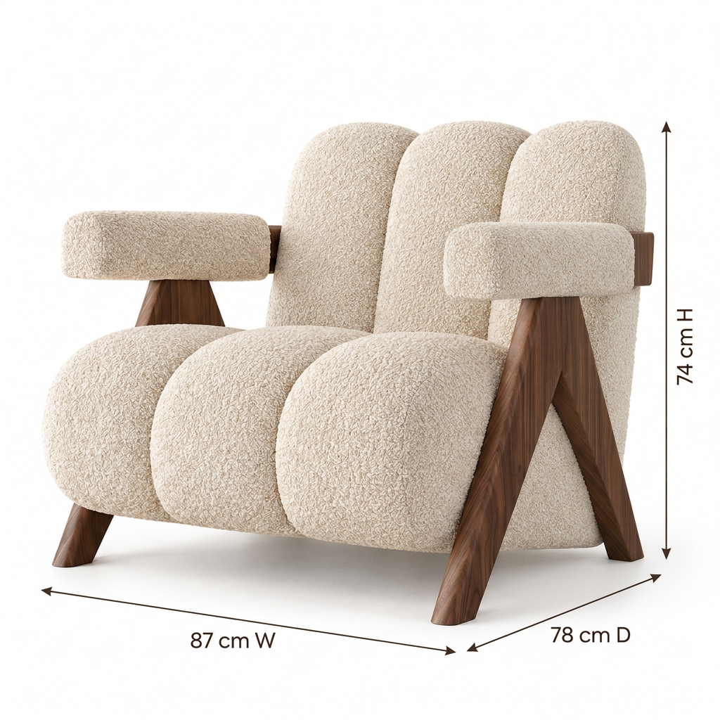 Chandi dimensions: 87 cm W × 78 cm D × 74 cm H