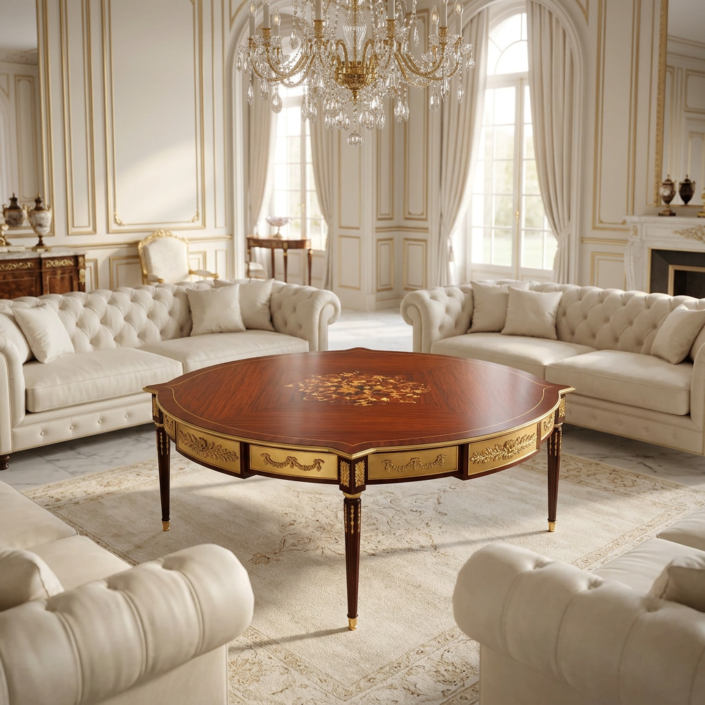 Coffee table displayed in a luxury palace living room