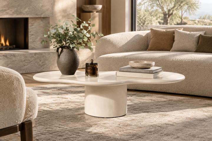 Coffee table in a luxury living room