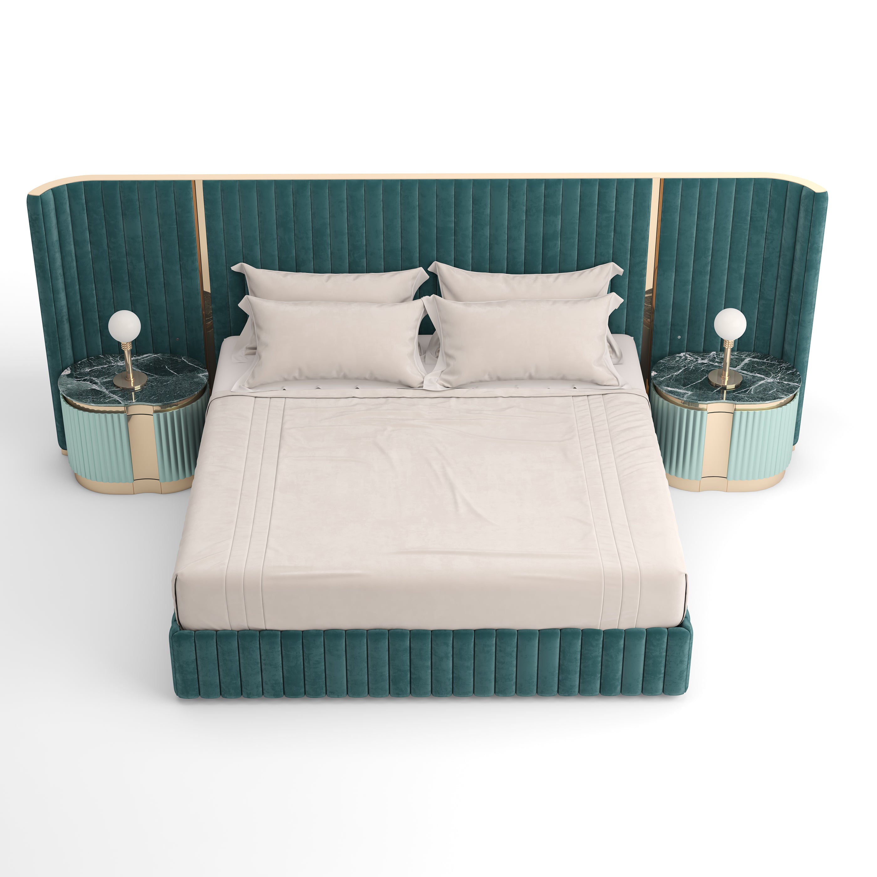 Neris Bed - Wide Channel Upholstered Bed