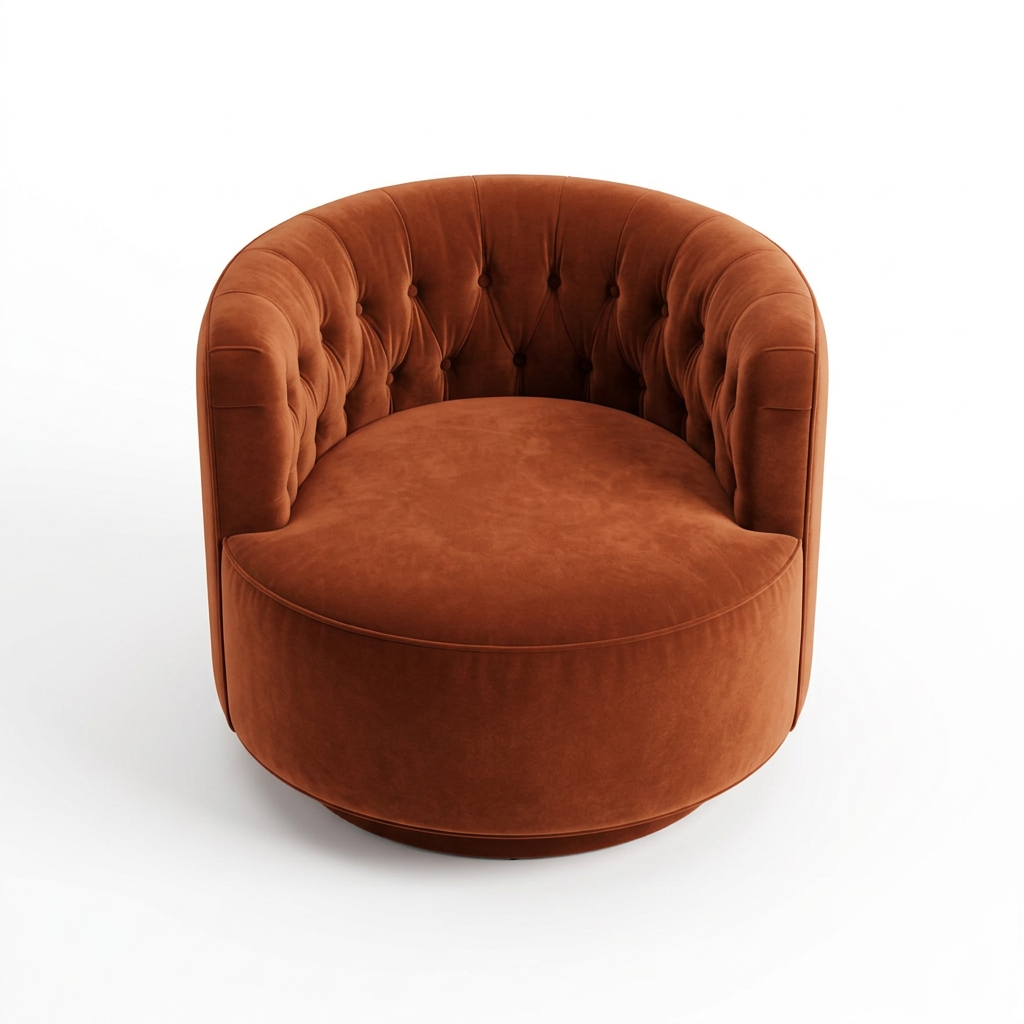 Elevated view draft of the Riad chair’s tufted back and seat