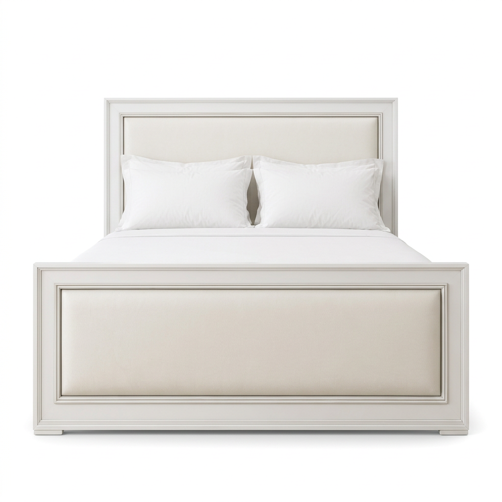 Evren bed, straight-on front view on a white background