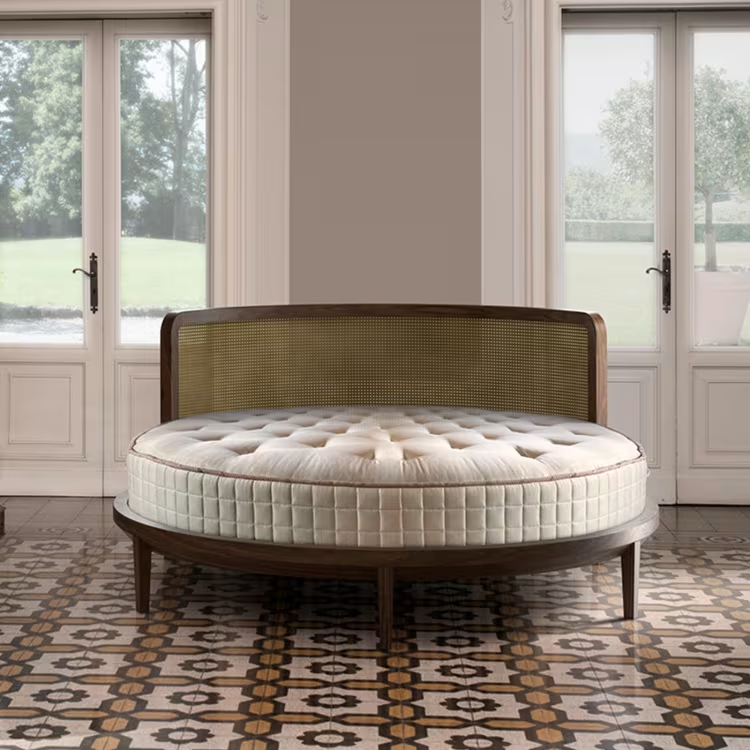 Orvello Round Wood Bed with Curved Headboard