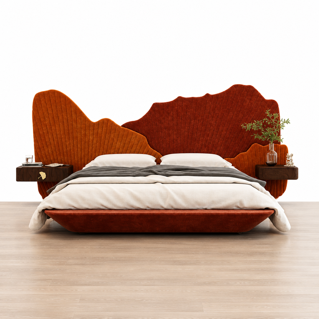 Ginko Bed - Sculptural Upholstered Bed