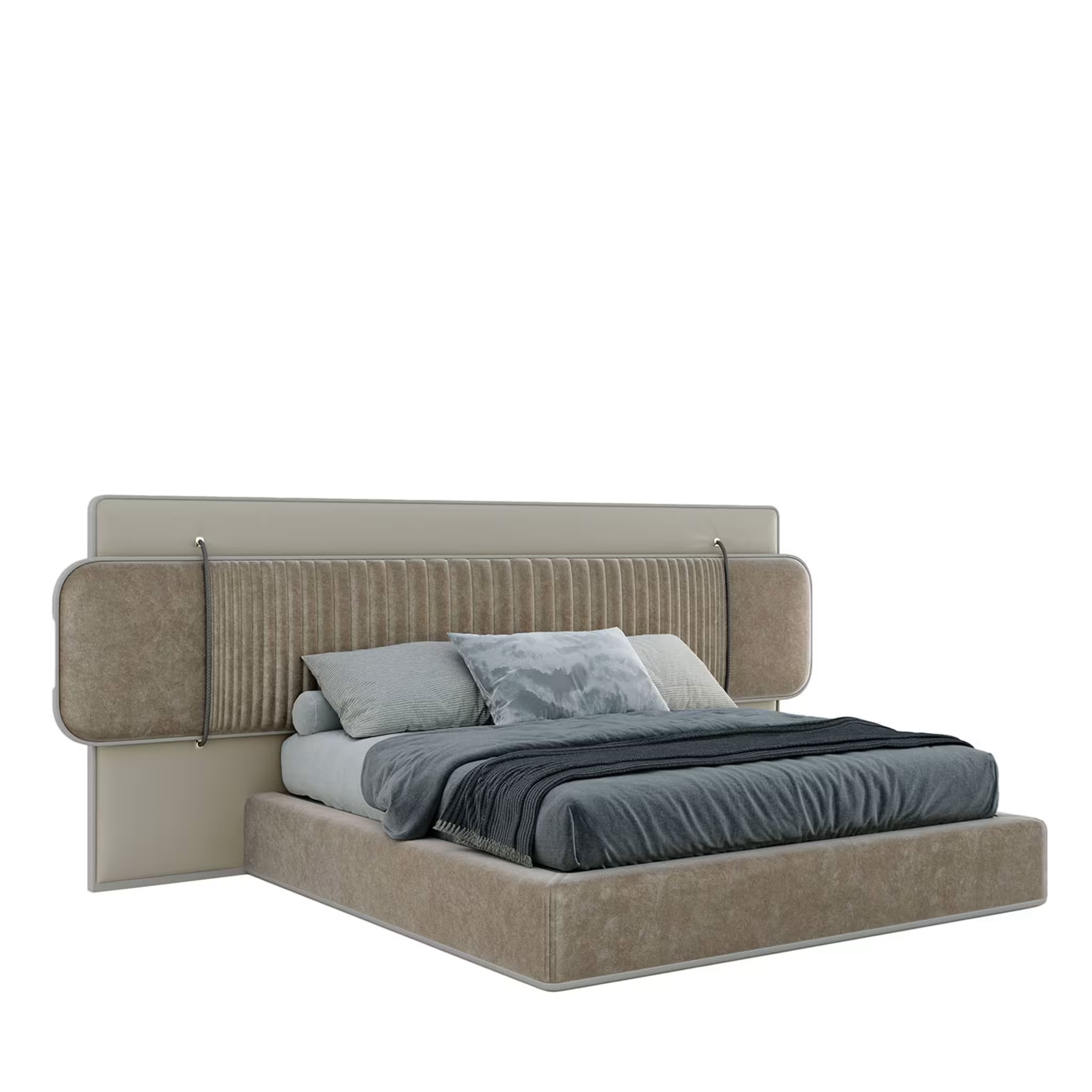 Tavia Bed - Layered Channel Upholstered Bed