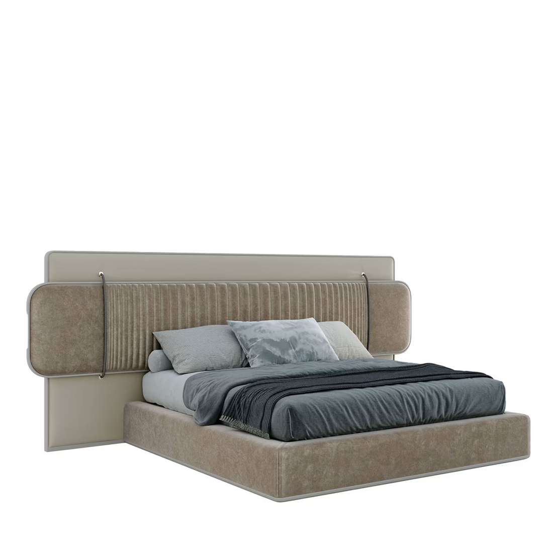 Tavia Bed - Layered Channel Upholstered Bed