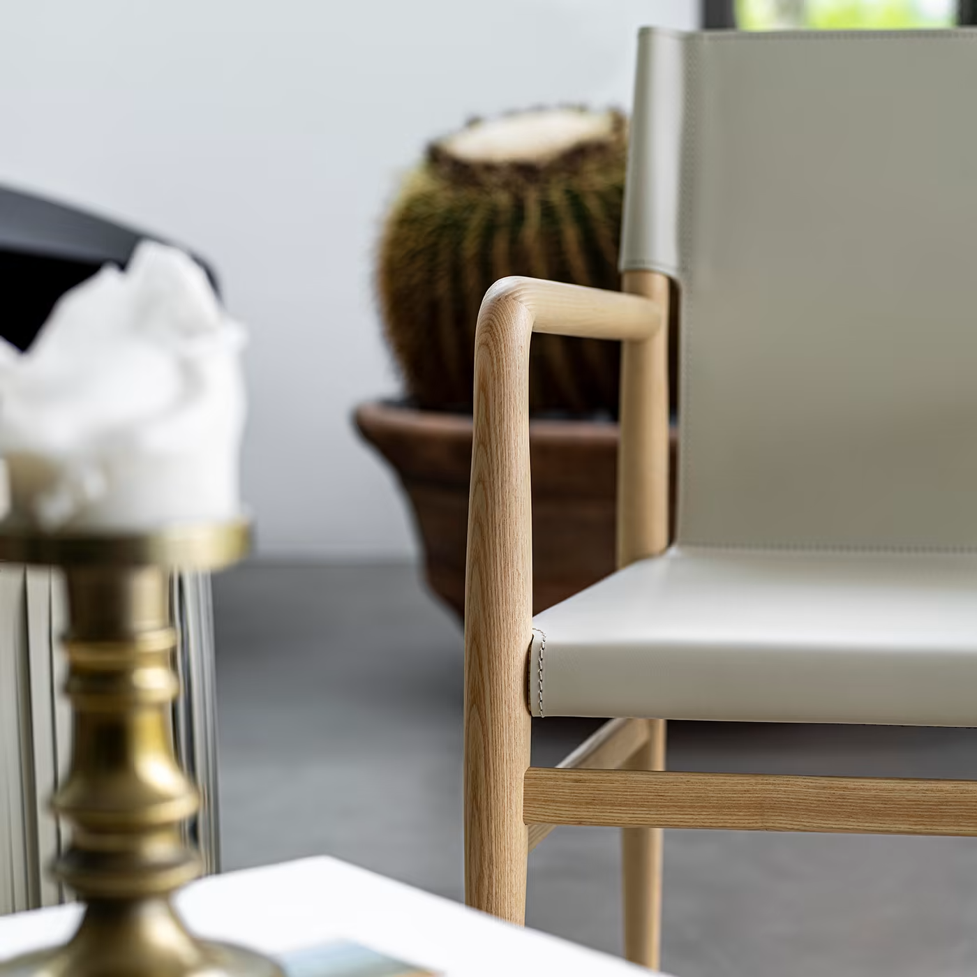 Ellis Wood & Leather Dining Armchair