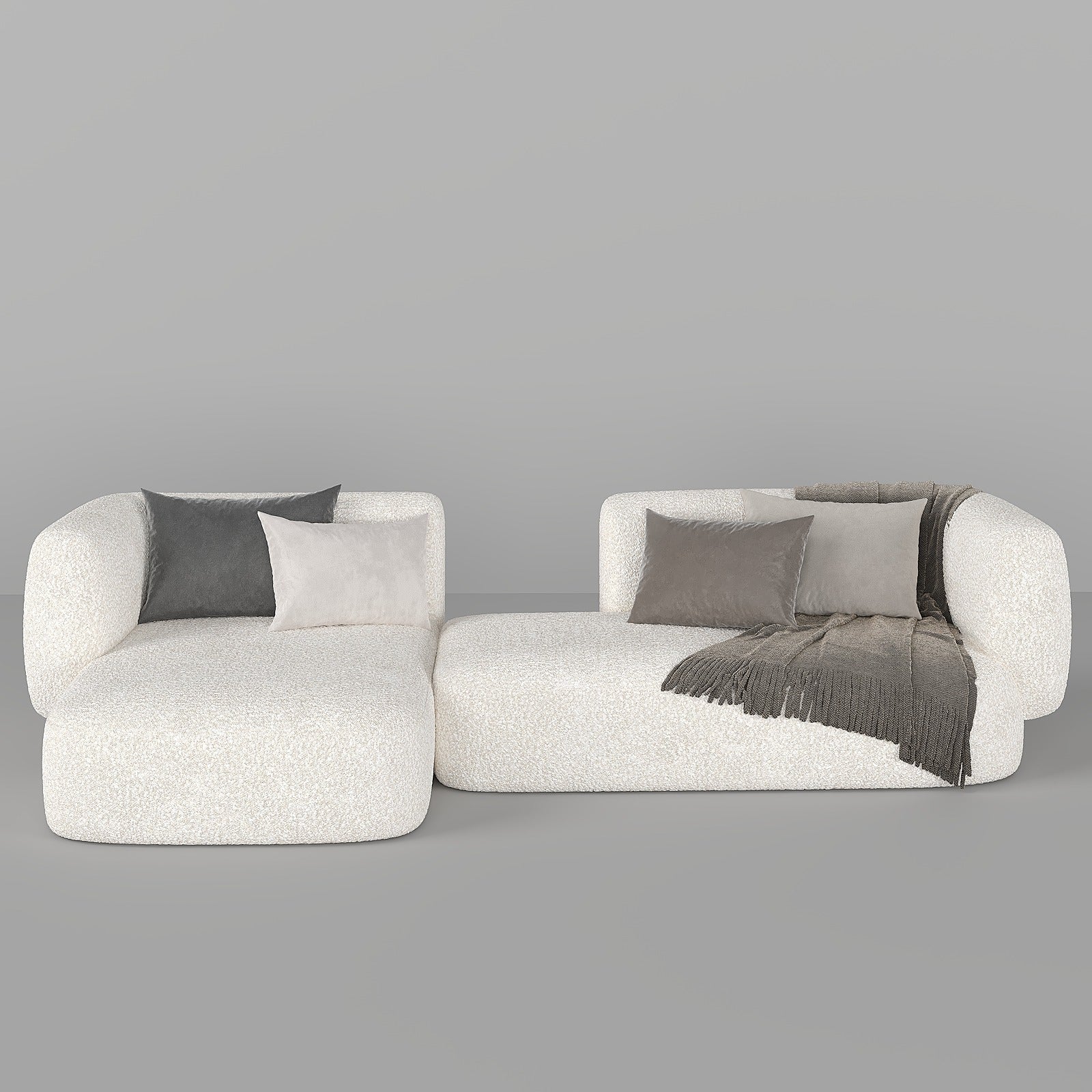 أريكة أورا زاوية / بوكليه أبيض فاخر