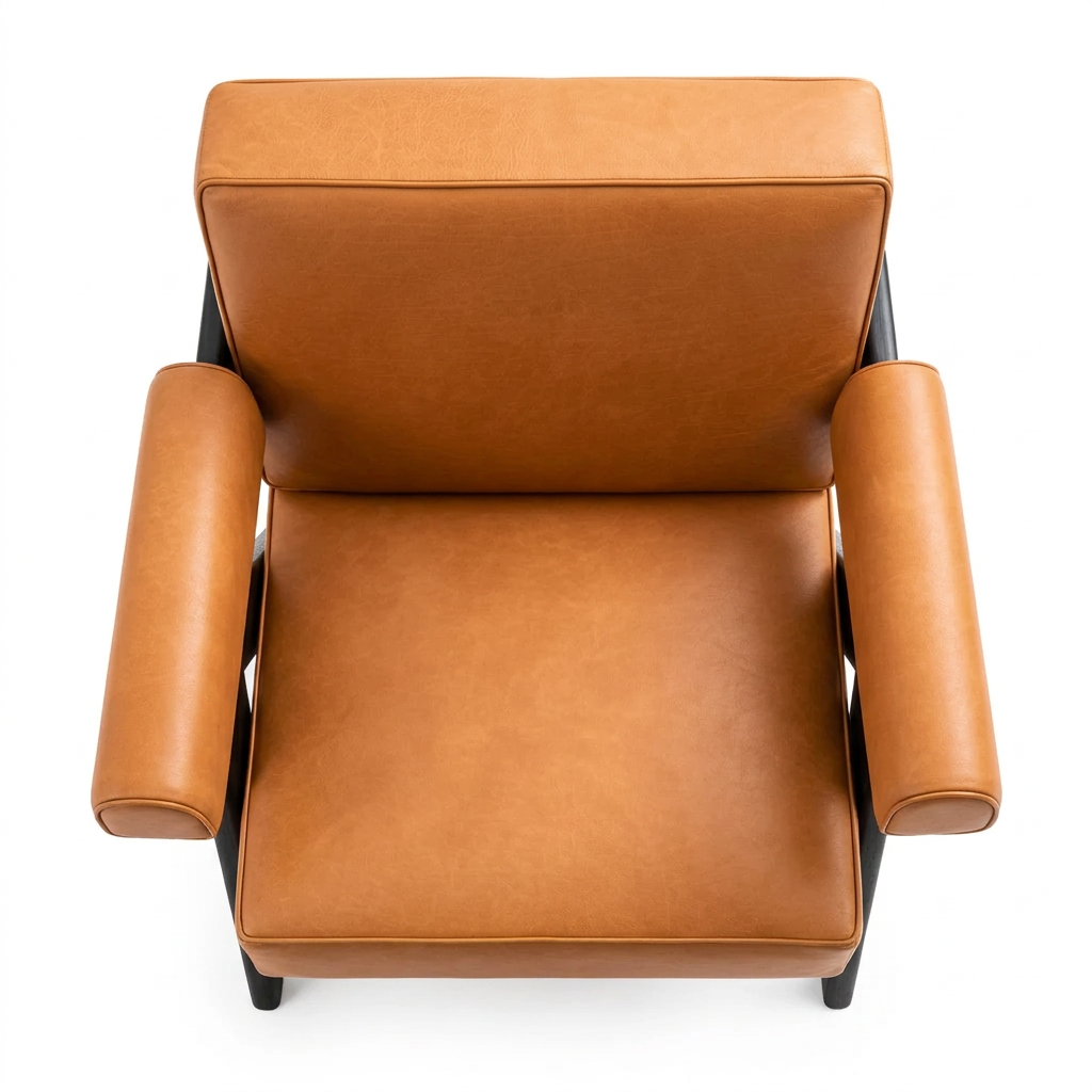Ronan leather armchair top view on white