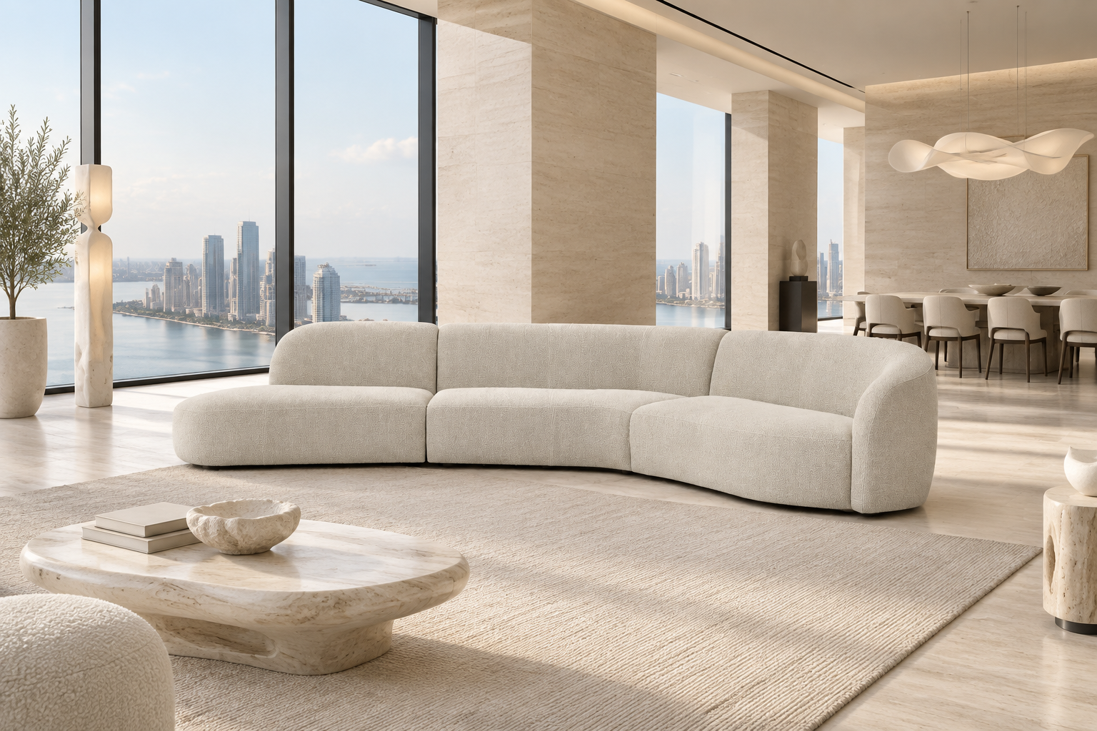 Savia white modular sofa in a luxury modern living room