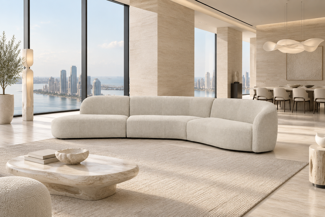 Savia white modular sofa in a luxury modern living room